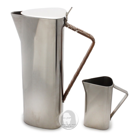 Lundtofte Denmark Coffee Pot & Creamer 2pc Set Stainless Steel MCM 1966 Vintage - Picture 6 of 10